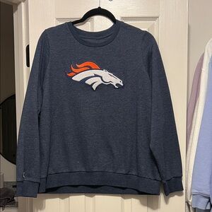 Antigua Dark Blue Crewneck Sweater with Denver Broncos Logo